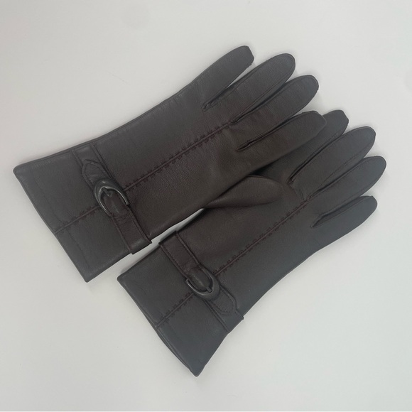 Vintage Brown Leather Gloves Thicker Material Fall / Winter Accessory - Picture 7 of 12
